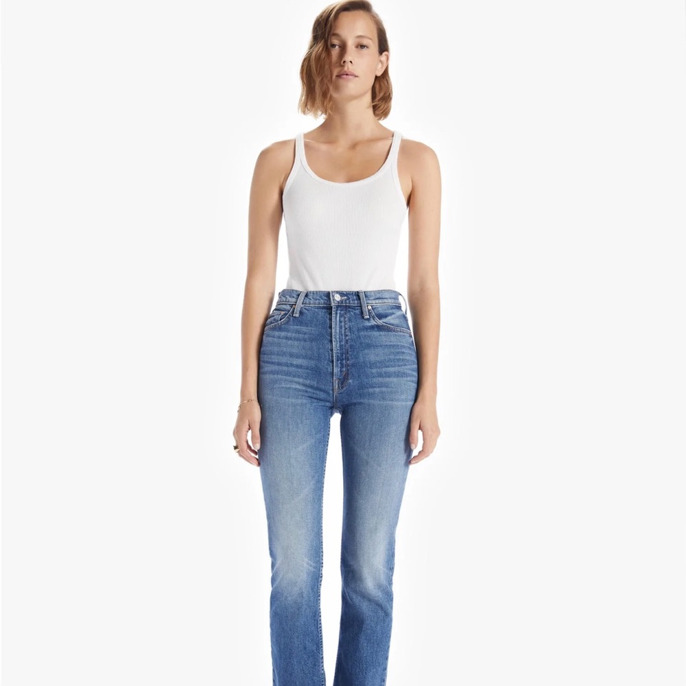 MOTHER High-Rise Straight Jeans - Light Blue Denim